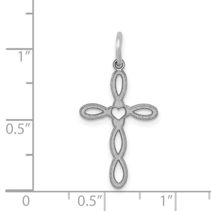14k White Gold 14K White Gold Loop w/Center Heart Cross Charm