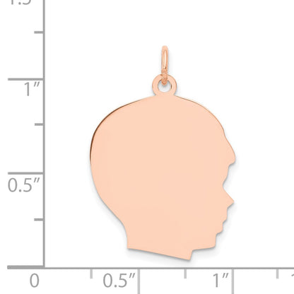 14k Rose Gold Rose Plain Large.018 Gauge Facing Right Engraveable Boy Head Charm