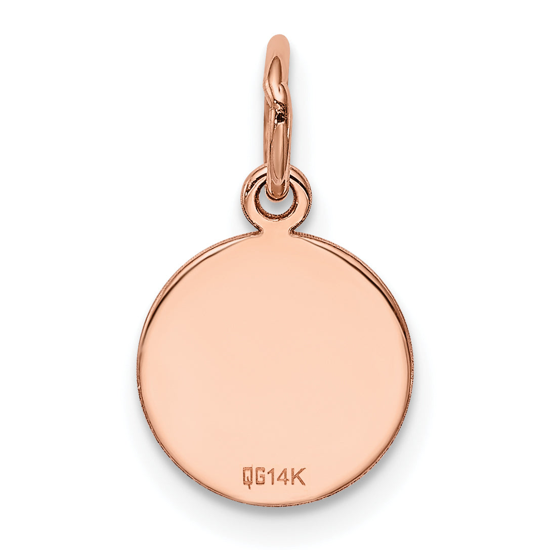14k Rose Gold Plain Circular Engraveable Disc Charm