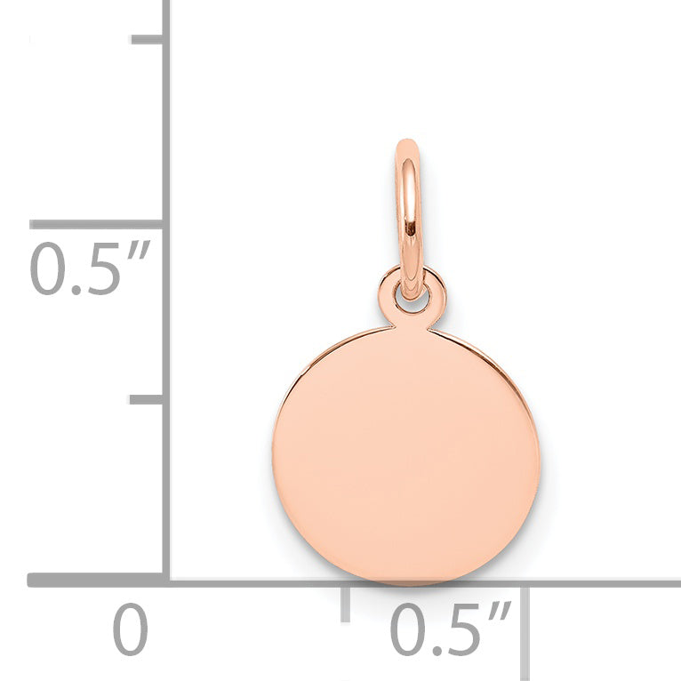 14k Rose Gold Plain Circular Engraveable Disc Charm
