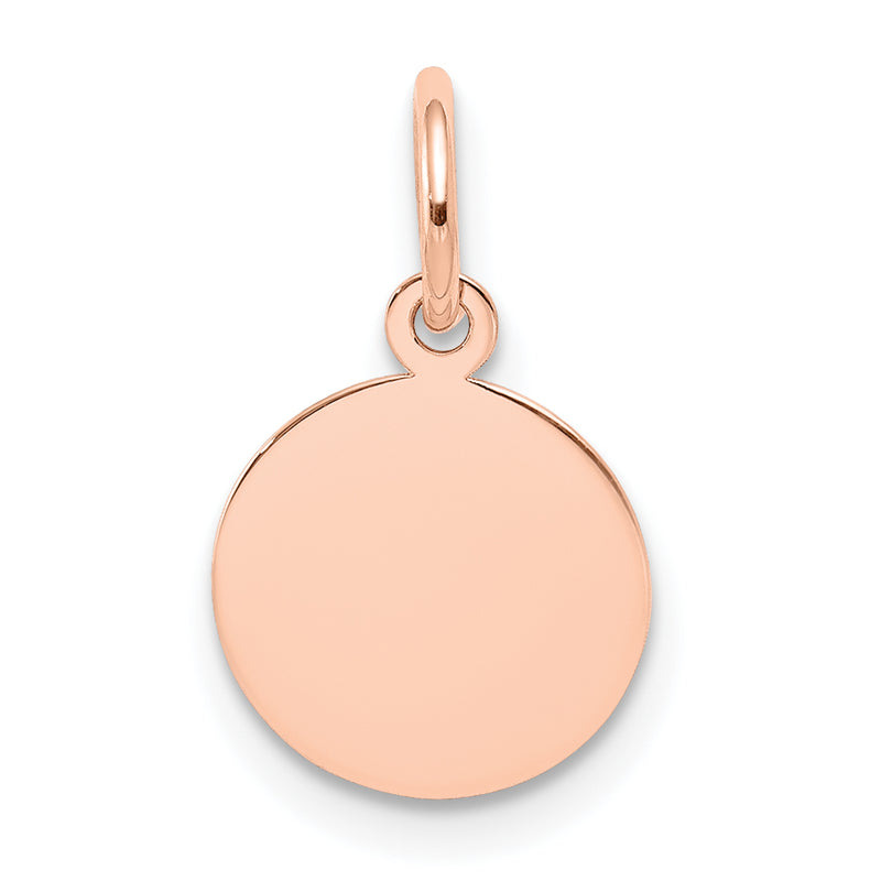 14k Rose Gold Plain Circular Engraveable Disc Charm