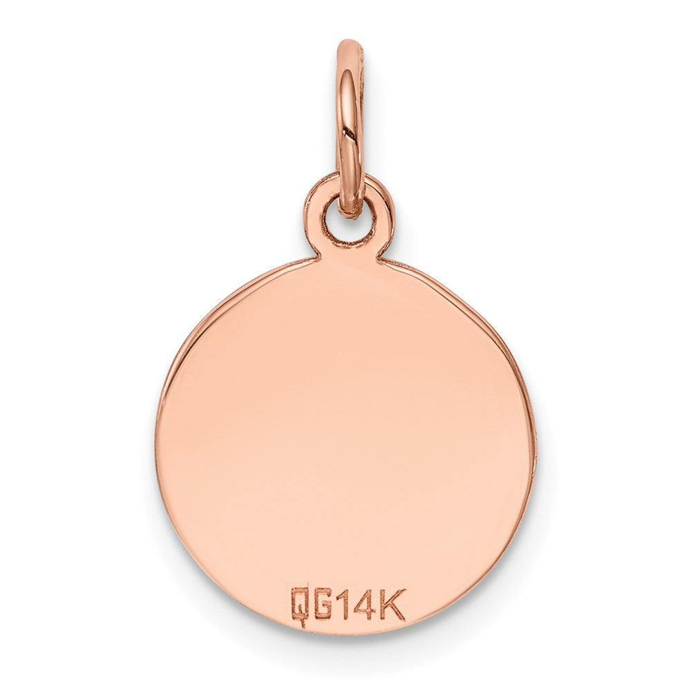 14k Rose Gold Plain Circular Engraveable Disc Charm