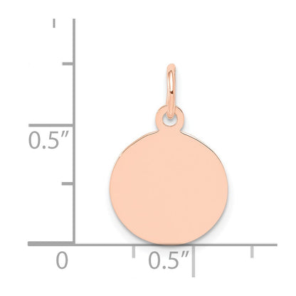 14k Rose Gold 14k Rose Gold Plain .035 Gauge Circular Engraveable Disc Charm