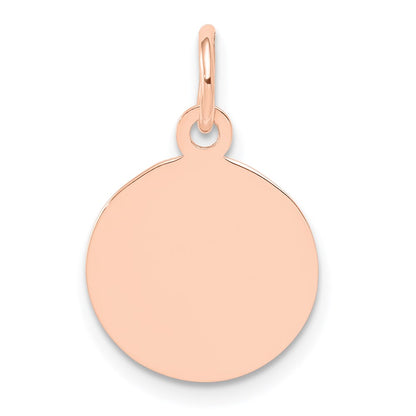14k Rose Gold Plain Circular Engraveable Disc Charm