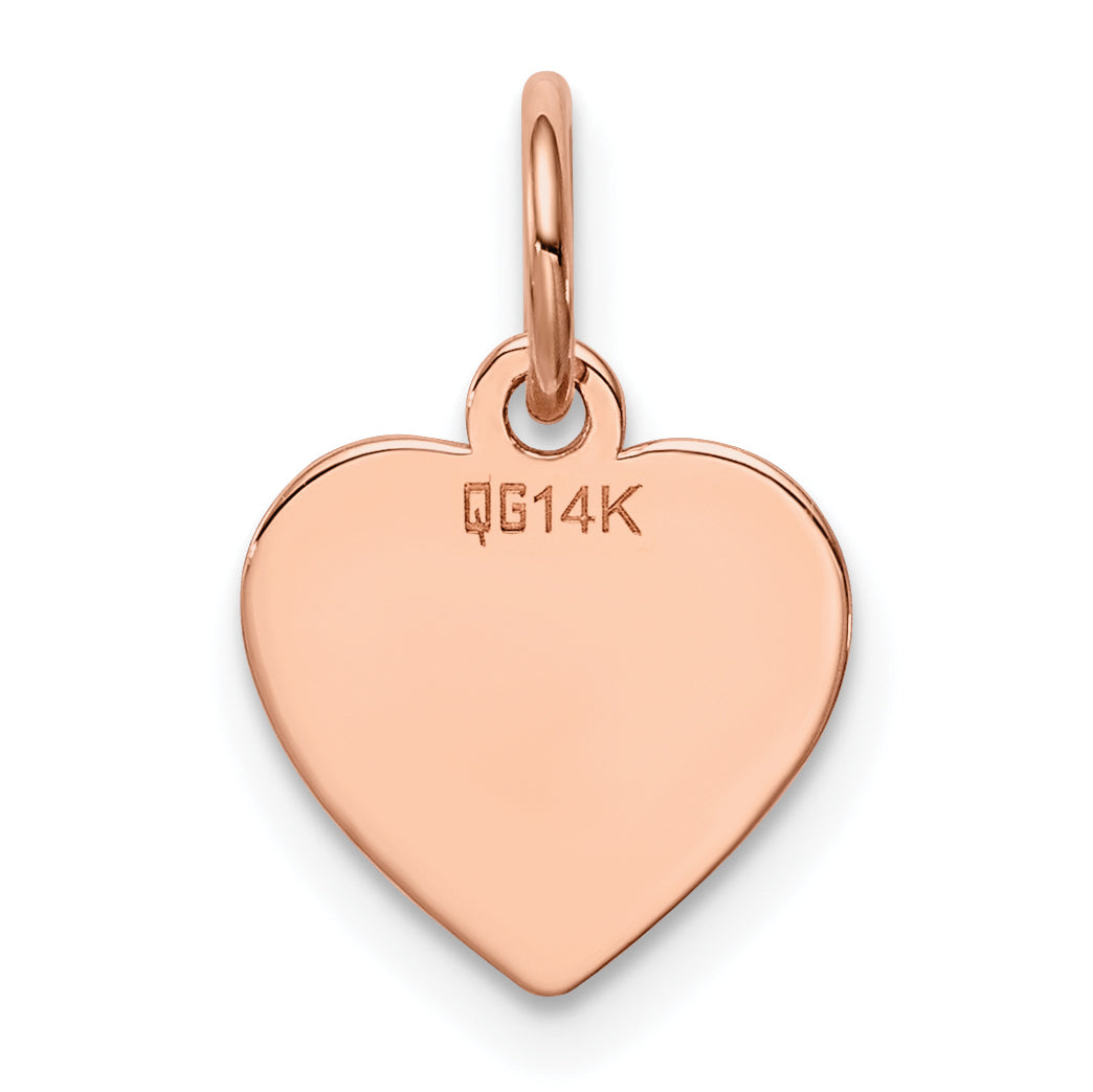14k Rose Gold Plain Engraveable Heart Disc Charm