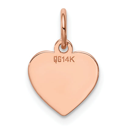 14k Rose Gold Plain Engraveable Heart Disc Charm