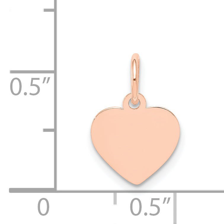 14k Rose Gold Plain Engraveable Heart Disc Charm