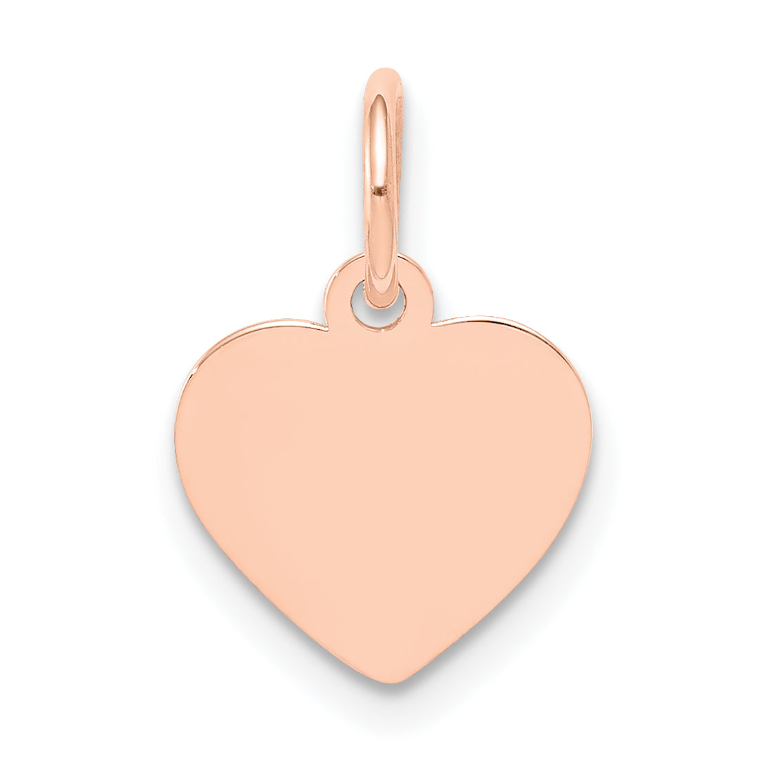 14k Rose Gold Plain Engraveable Heart Disc Charm