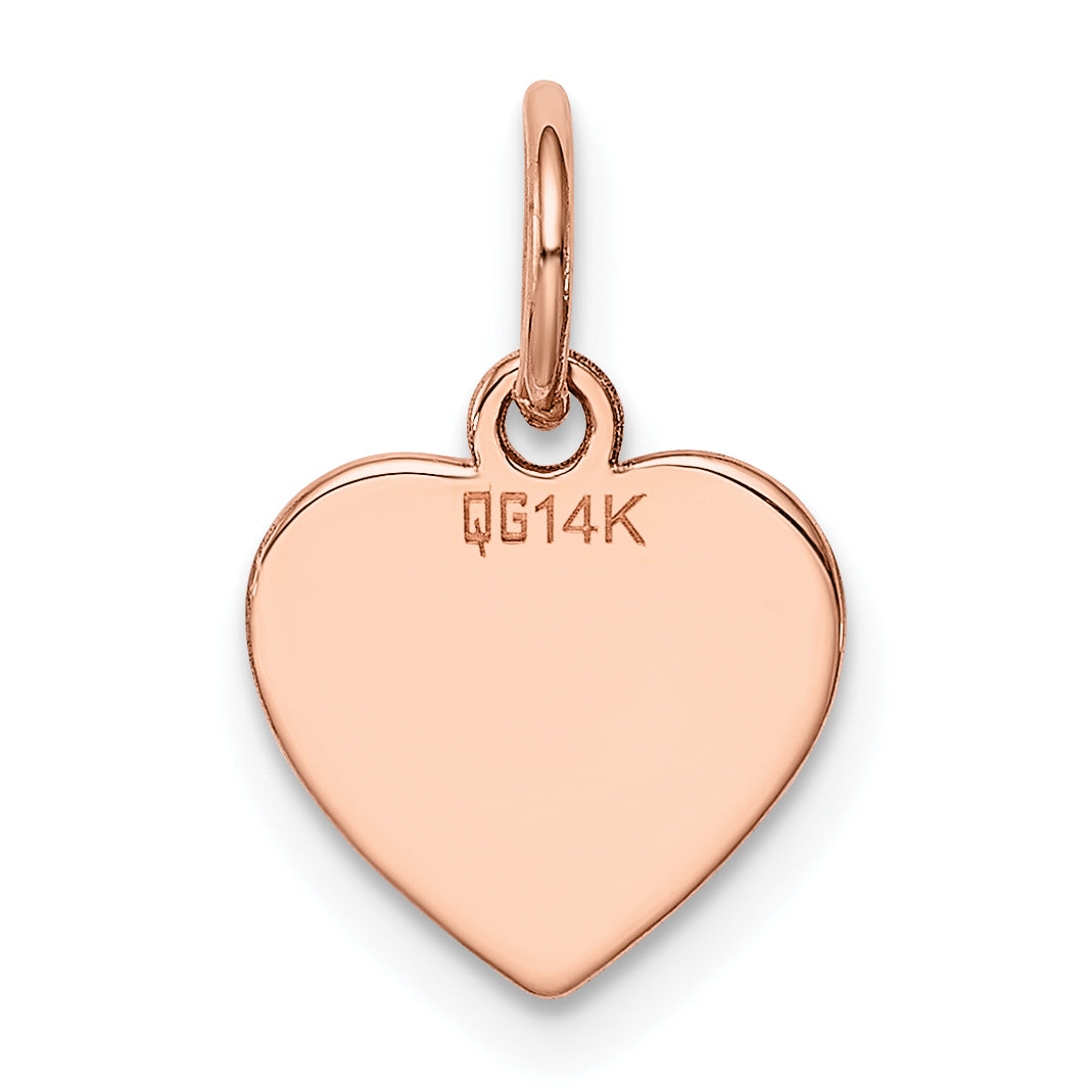 14k Rose Gold 14k Rose Gold Plain .018 Gauge Engraveable Heart Disc Charm