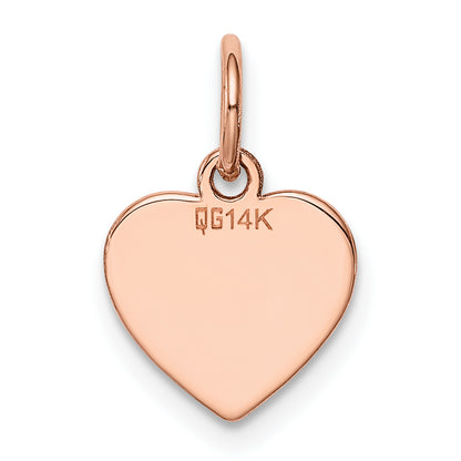 14k Rose Gold 14k Rose Gold Plain .018 Gauge Engraveable Heart Disc Charm