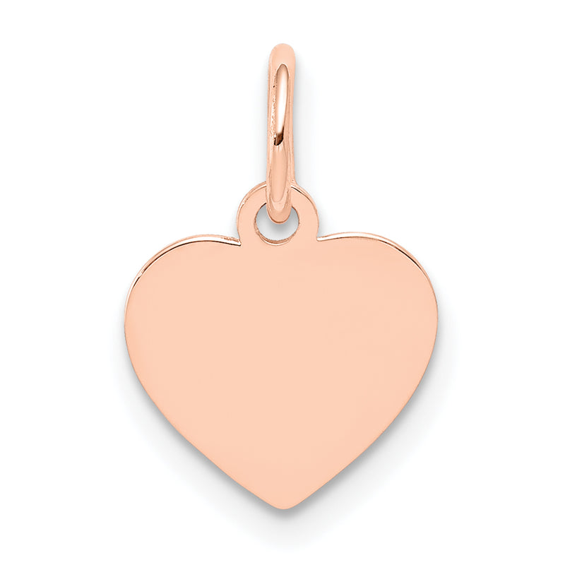 14k Rose Gold Plain Engraveable Heart Disc Charm
