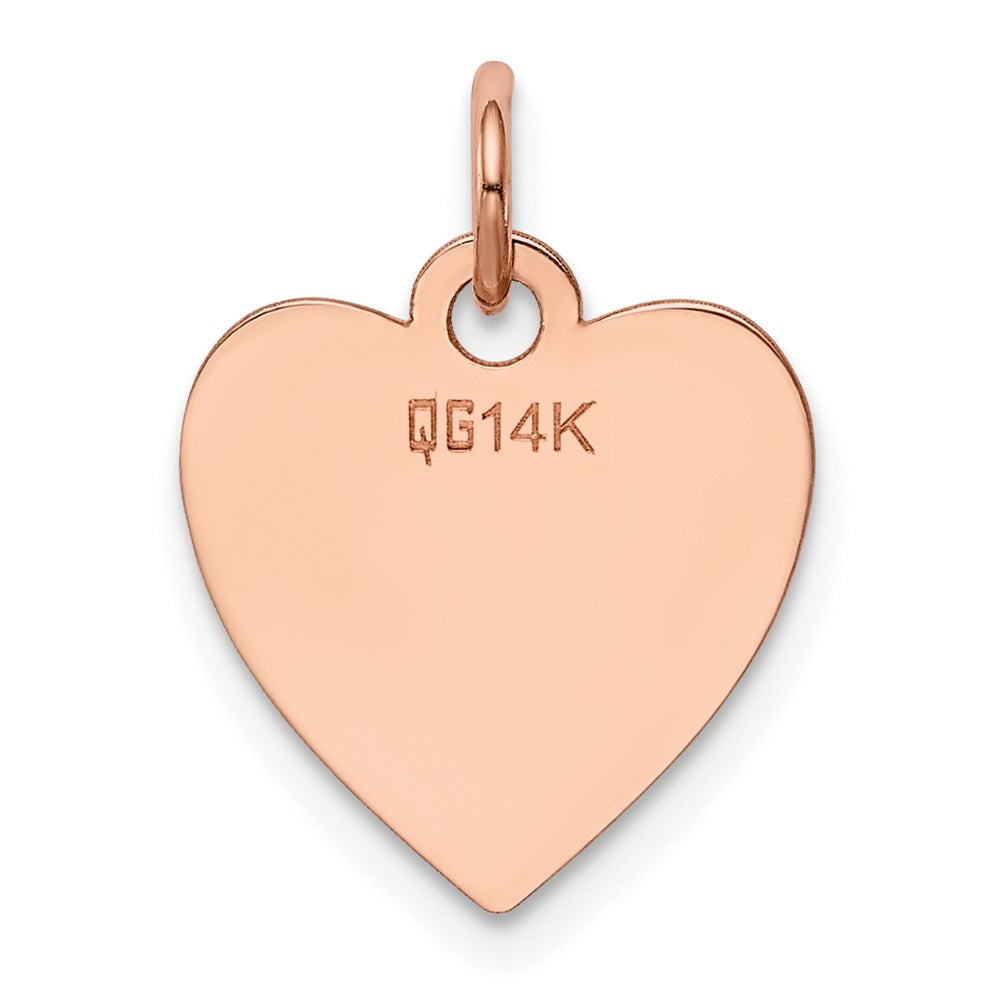 14k Rose Gold Plain Engraveable Heart Disc Charm