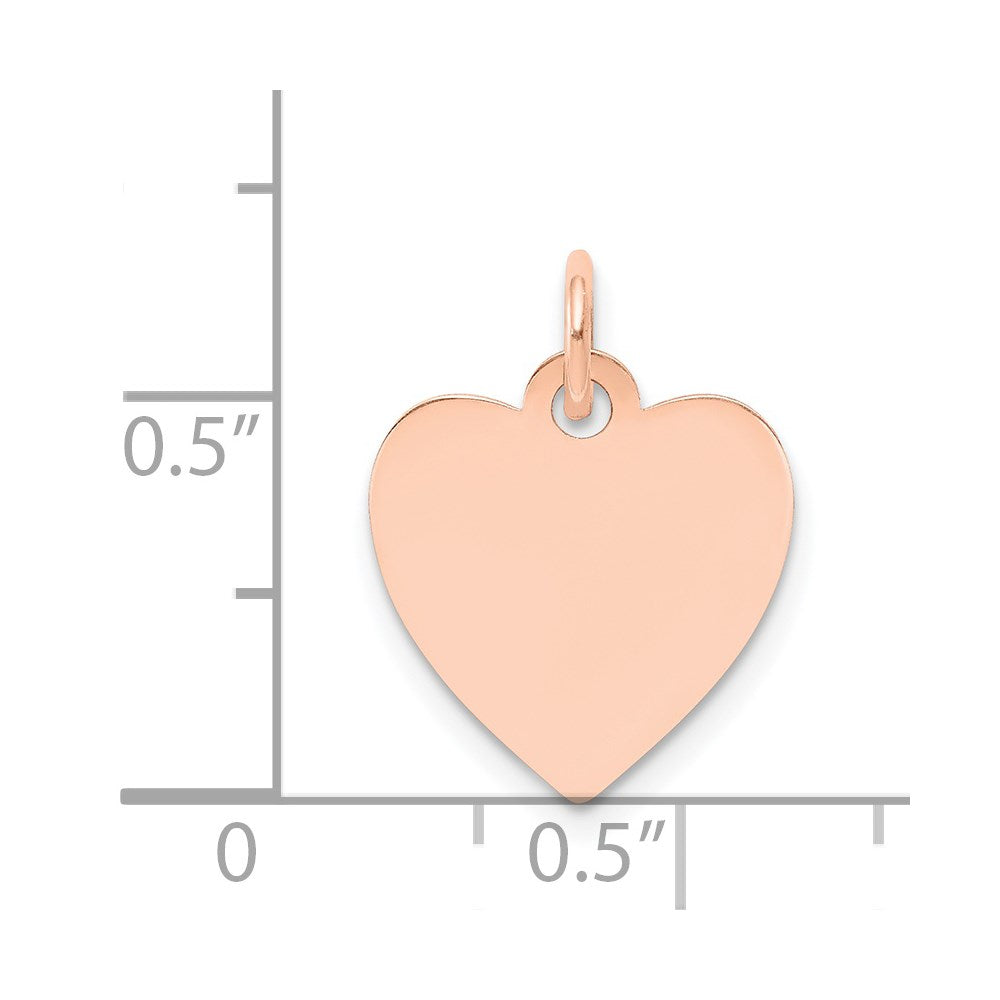 14k Rose Gold Plain Engraveable Heart Disc Charm