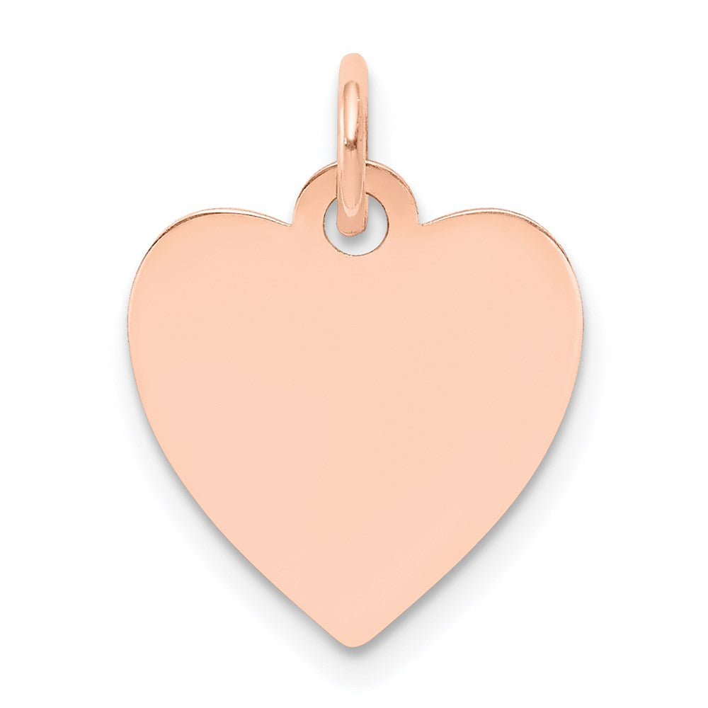 14k Rose Gold Plain Engraveable Heart Disc Charm