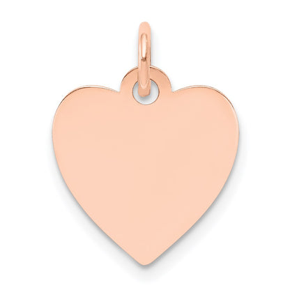 14k Rose Gold Plain Engraveable Heart Disc Charm