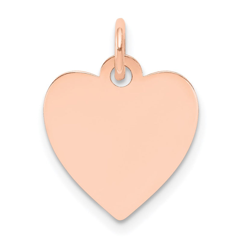 14k Rose Gold Plain Engraveable Heart Disc Charm