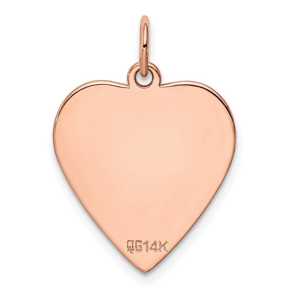 14k Rose Gold Plain Engraveable Heart Disc Charm
