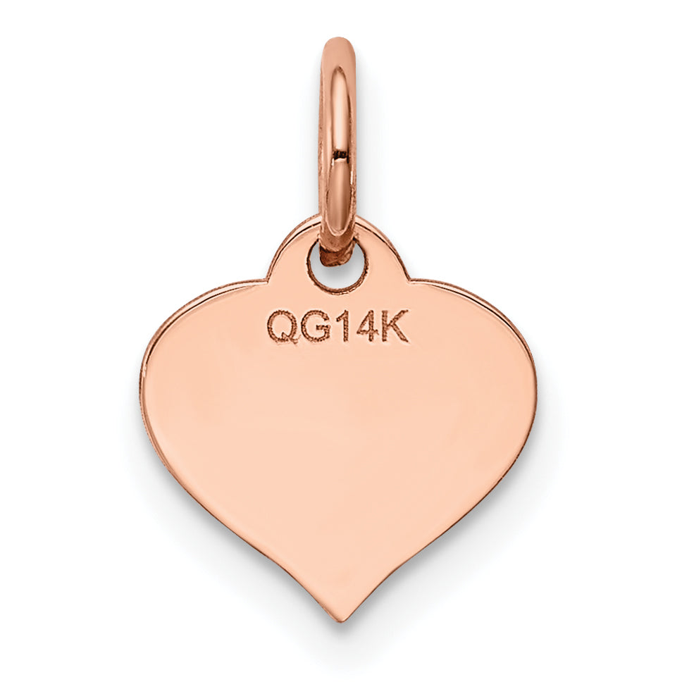 14k Rose Gold Heart Disc Charm
