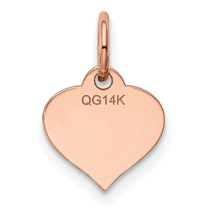14k Rose Gold Heart Disc Charm