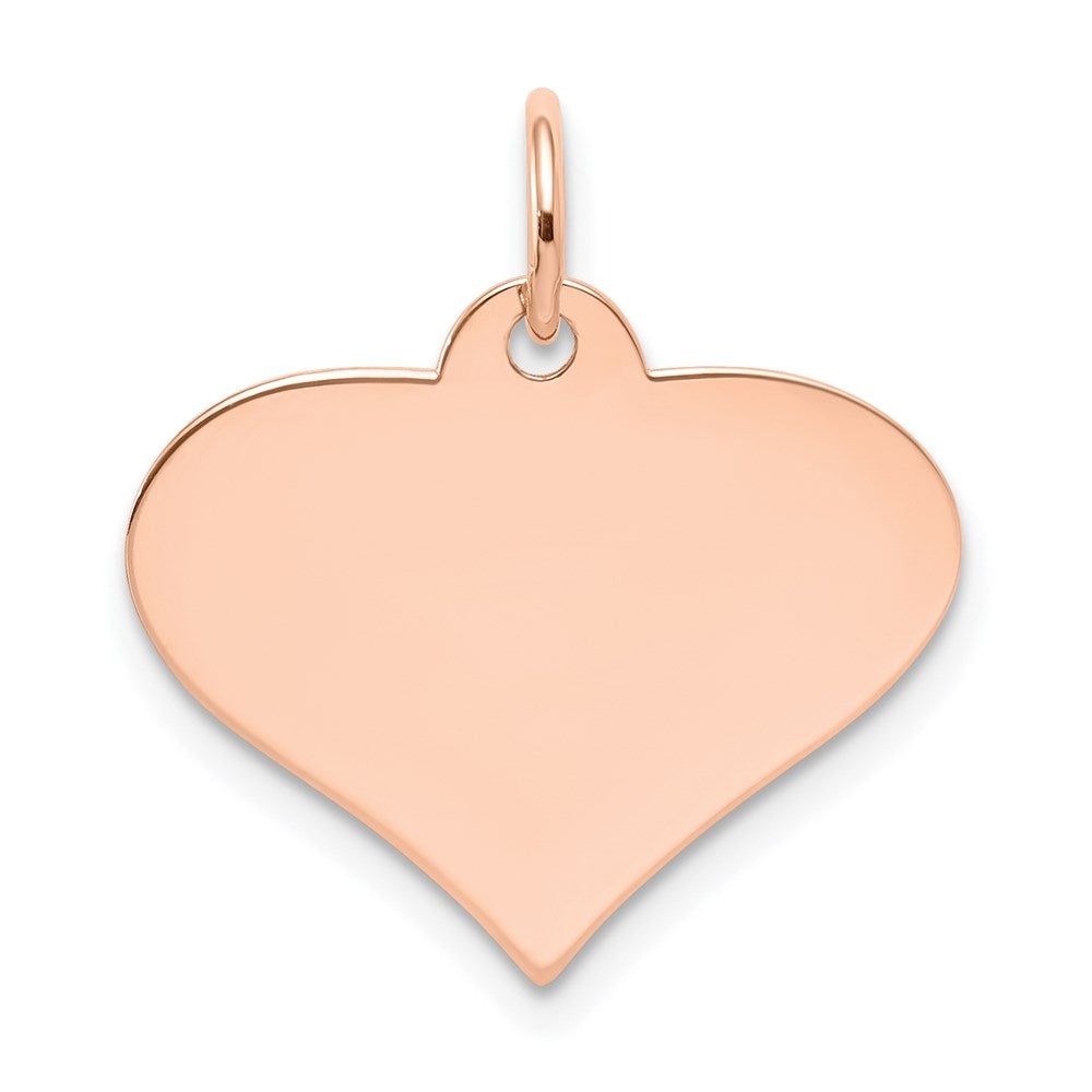 14k Rose Gold Plain .027 Gauge Engraveable Heart Disc Charm