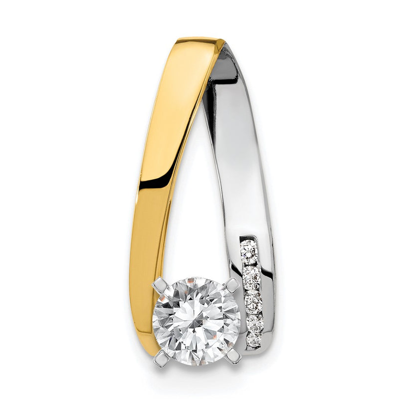 14k Two Tone AAA Diamond Slide