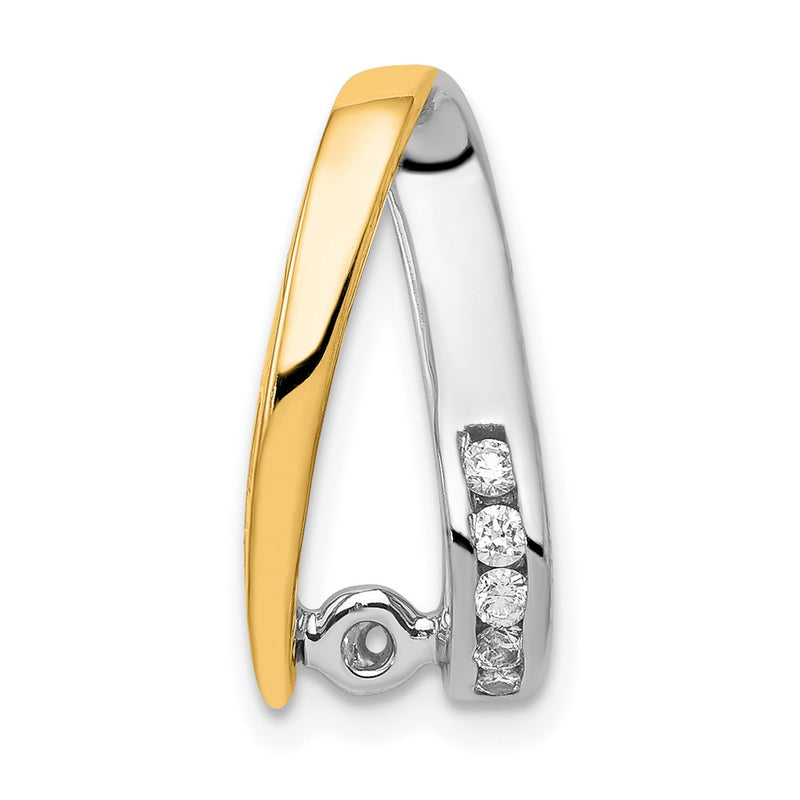 14k Two Tone AA Diamond Peg Slide