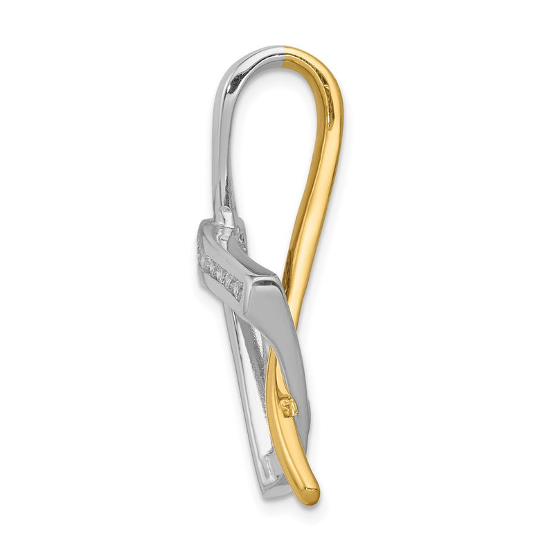 14k Two Tone Holds 11 1.6mm stones  AAA Diamond Slide
