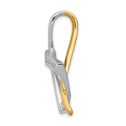14k Two Tone Holds 11 1.6mm stones  AA Diamond Slide