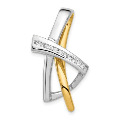 14k Two Tone Holds 11 1.6mm stones  AA Diamond Slide