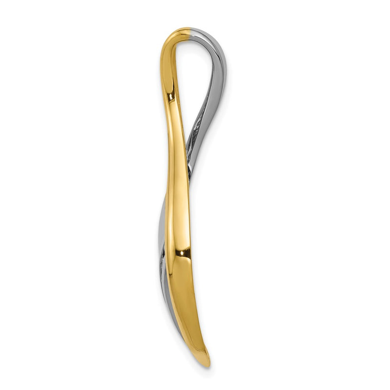 14k Two Tone A Diamond Twisted Ribbon Slide