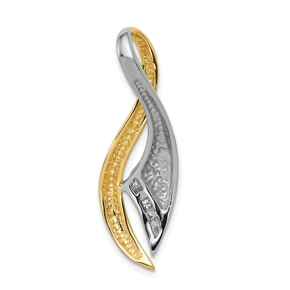 14k Two Tone A Diamond Twisted Ribbon Slide