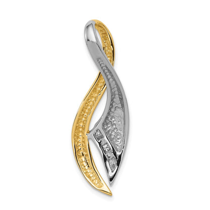 14k Two Tone A Diamond Twisted Ribbon Slide