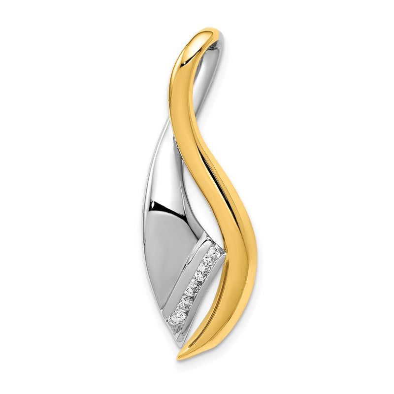 14k Two Tone AA Diamond Twisted Ribbon Slide