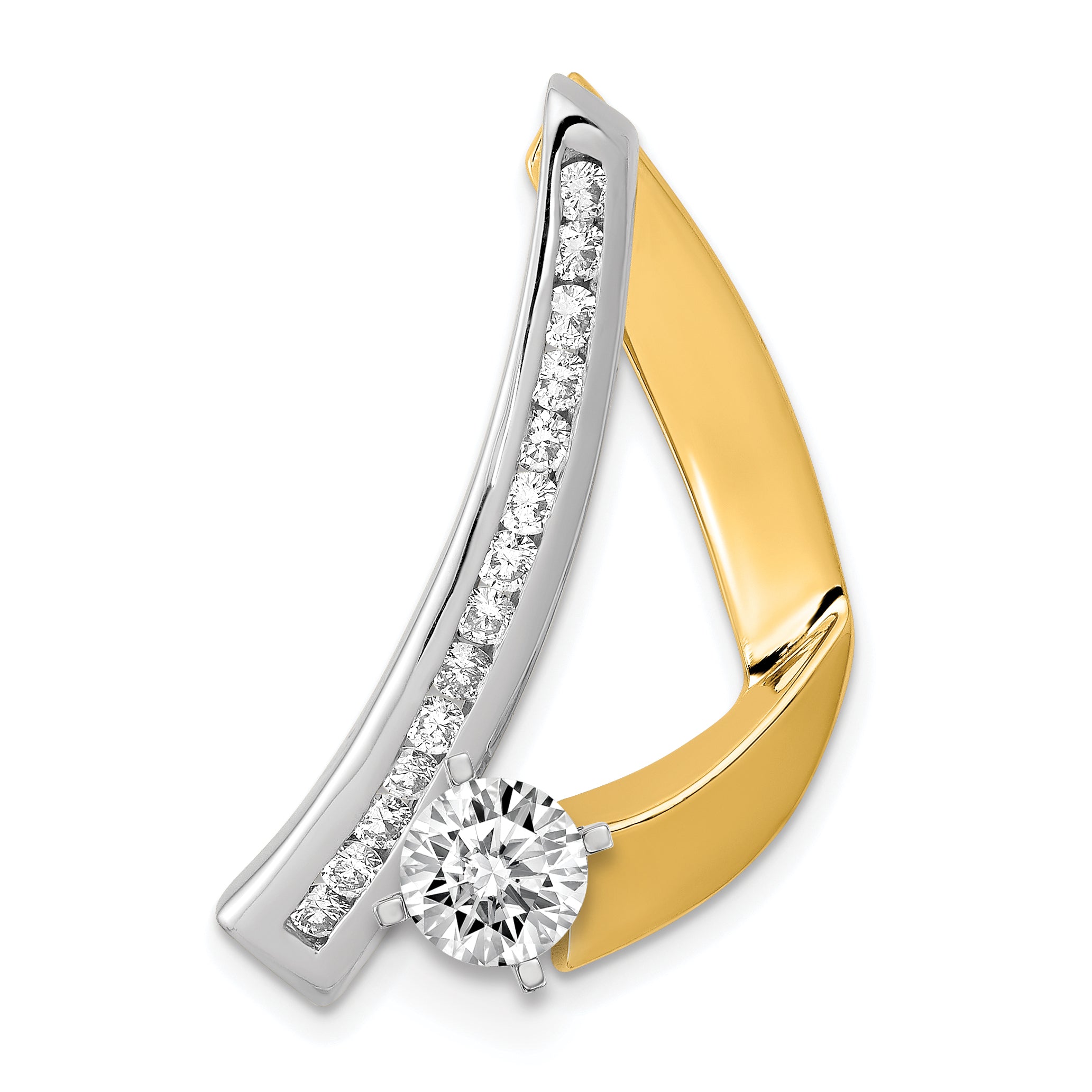14k Two Tone VS Diamond Peg Slide