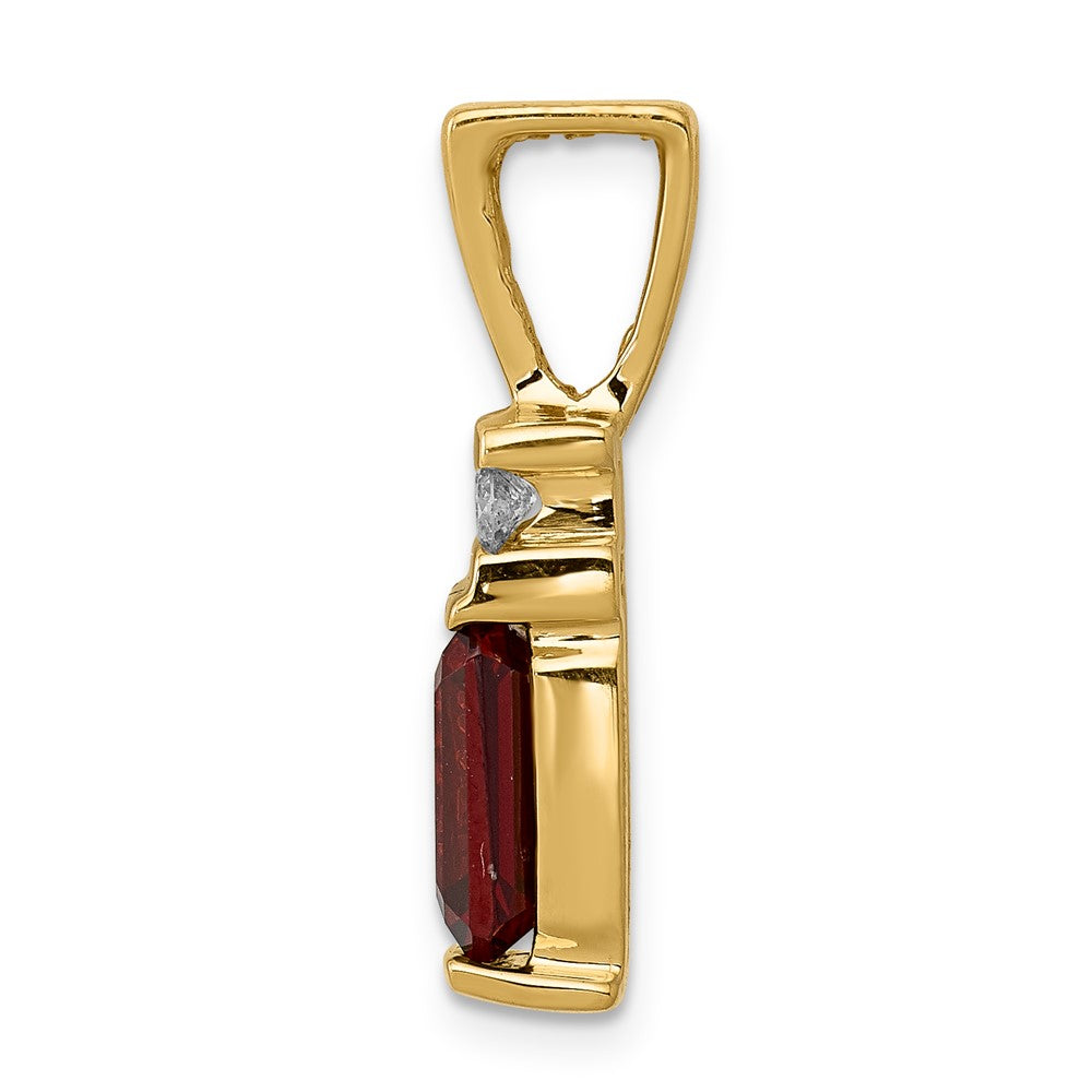 14k Yellow Gold 8x6mm Emerald Cut Garnet AAA Diamond Slide