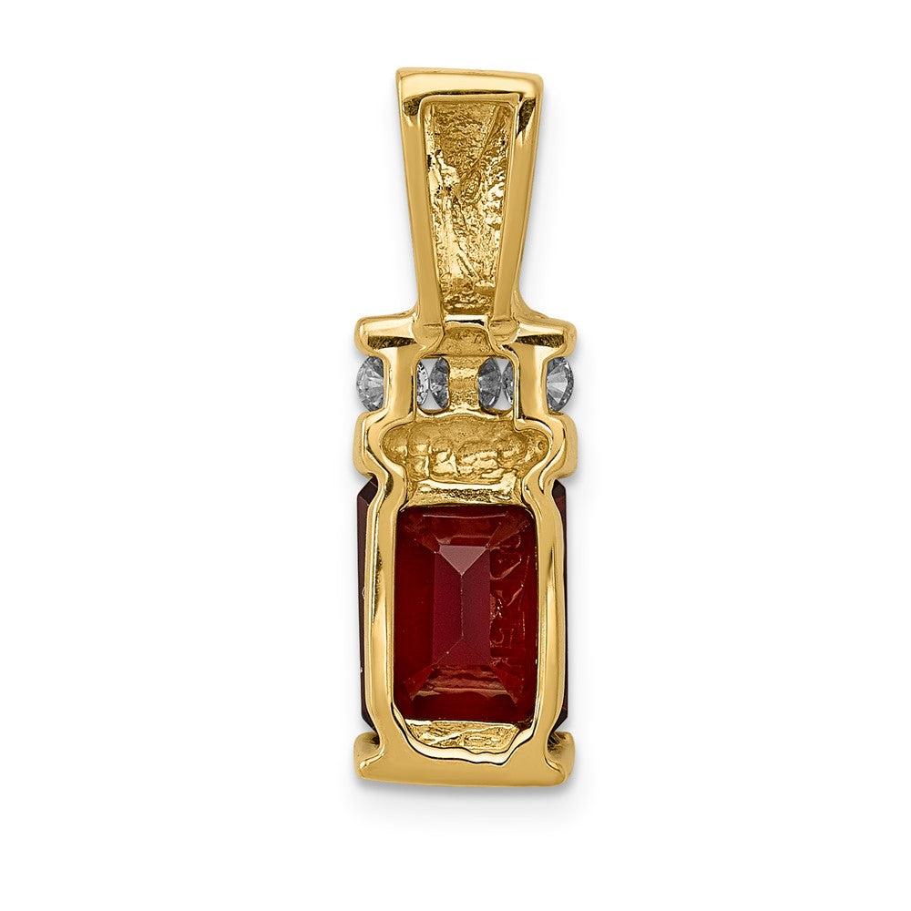14k Yellow Gold 8x6mm Emerald Cut Garnet AAA Diamond Slide