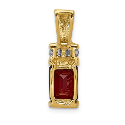 14k Yellow Gold 8x6mm Emerald Cut Garnet AAA Diamond Slide