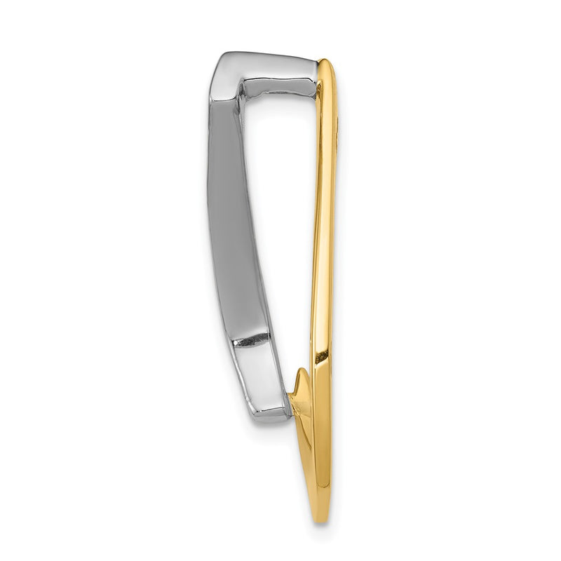 14k Two Tone AA Diamond Teardrop Slide