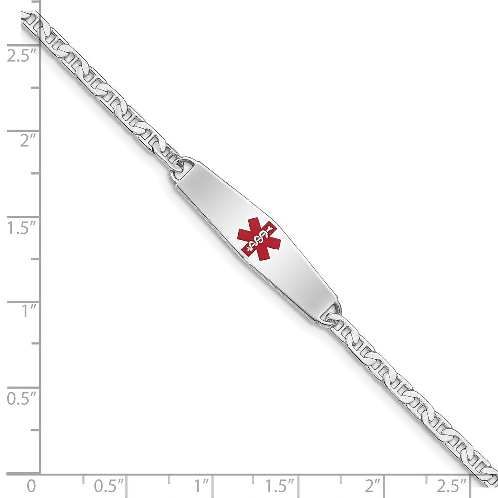 Sterling Silver Rhodium Plated Medical Id Anchor Link Bracelet
