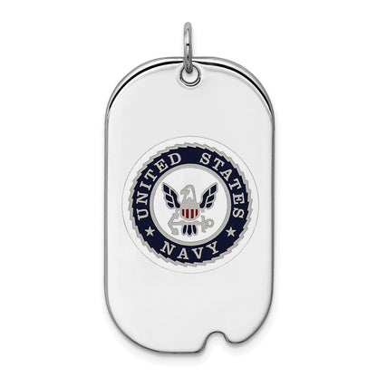 Sterling Silver Rhodium-Plated U.s. Navy Dog Tag