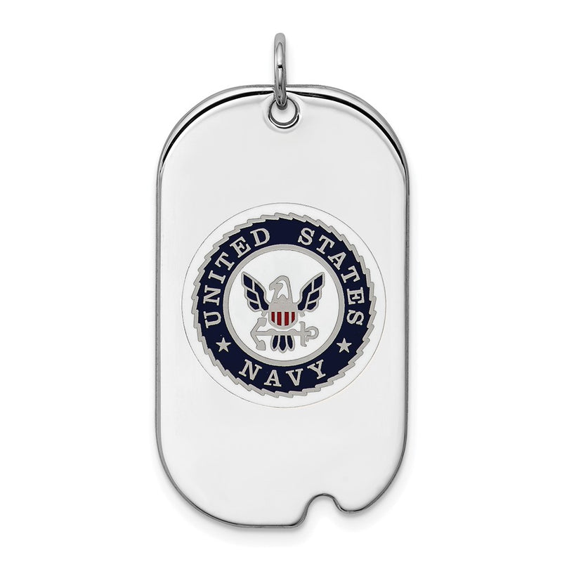 Sterling Silver Rhodium-Plated U.s. Navy Dog Tag