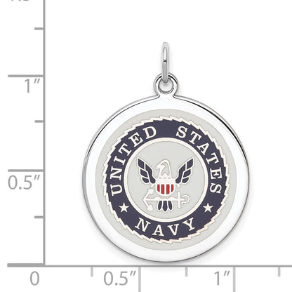 Sterling Silver Rhodium-Plated U.s. Navy Disc