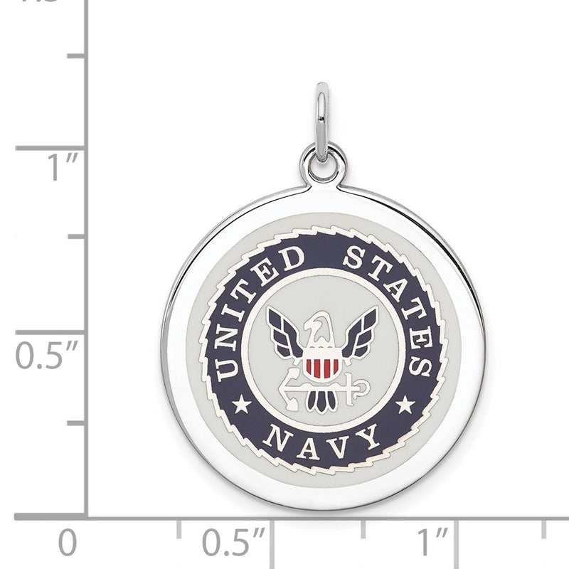 Sterling Silver Rhodium-Plated U.s. Navy Disc