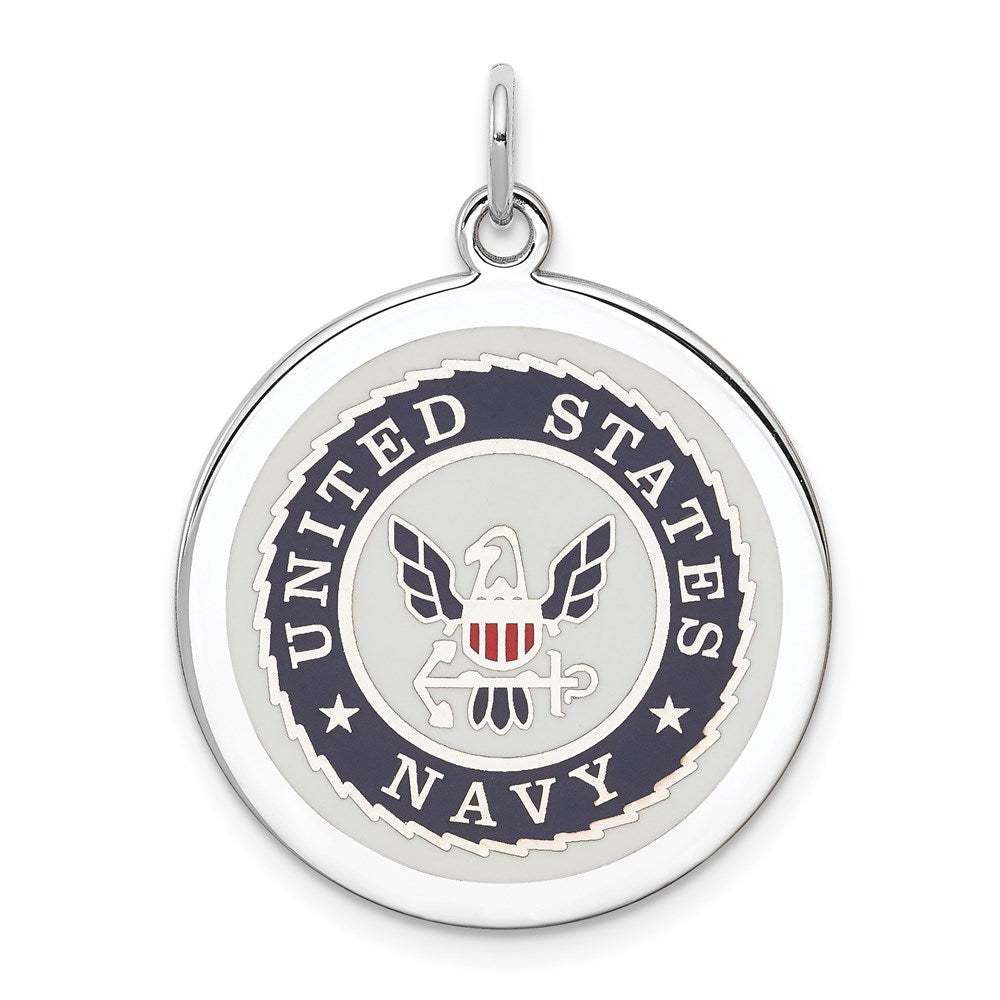 Sterling Silver Rhodium-Plated U.s. Navy Disc