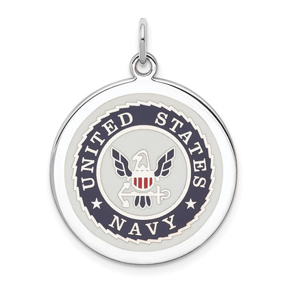 Sterling Silver Rhodium-Plated U.s. Navy Disc
