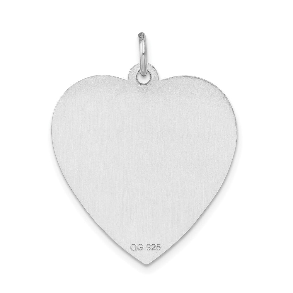 Sterling Silver Rhodium Engraveable Non Enameled Heart Medical Pendant