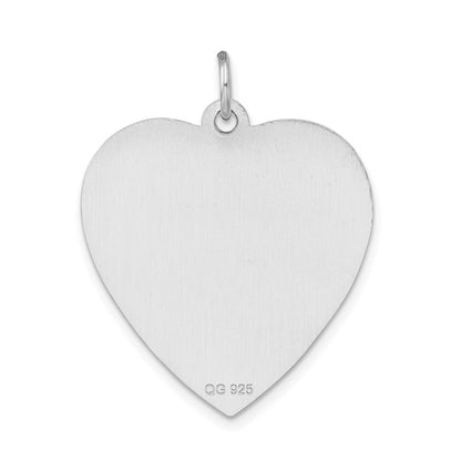 Sterling Silver Rhodium Engraveable Non Enameled Heart Medical Pendant