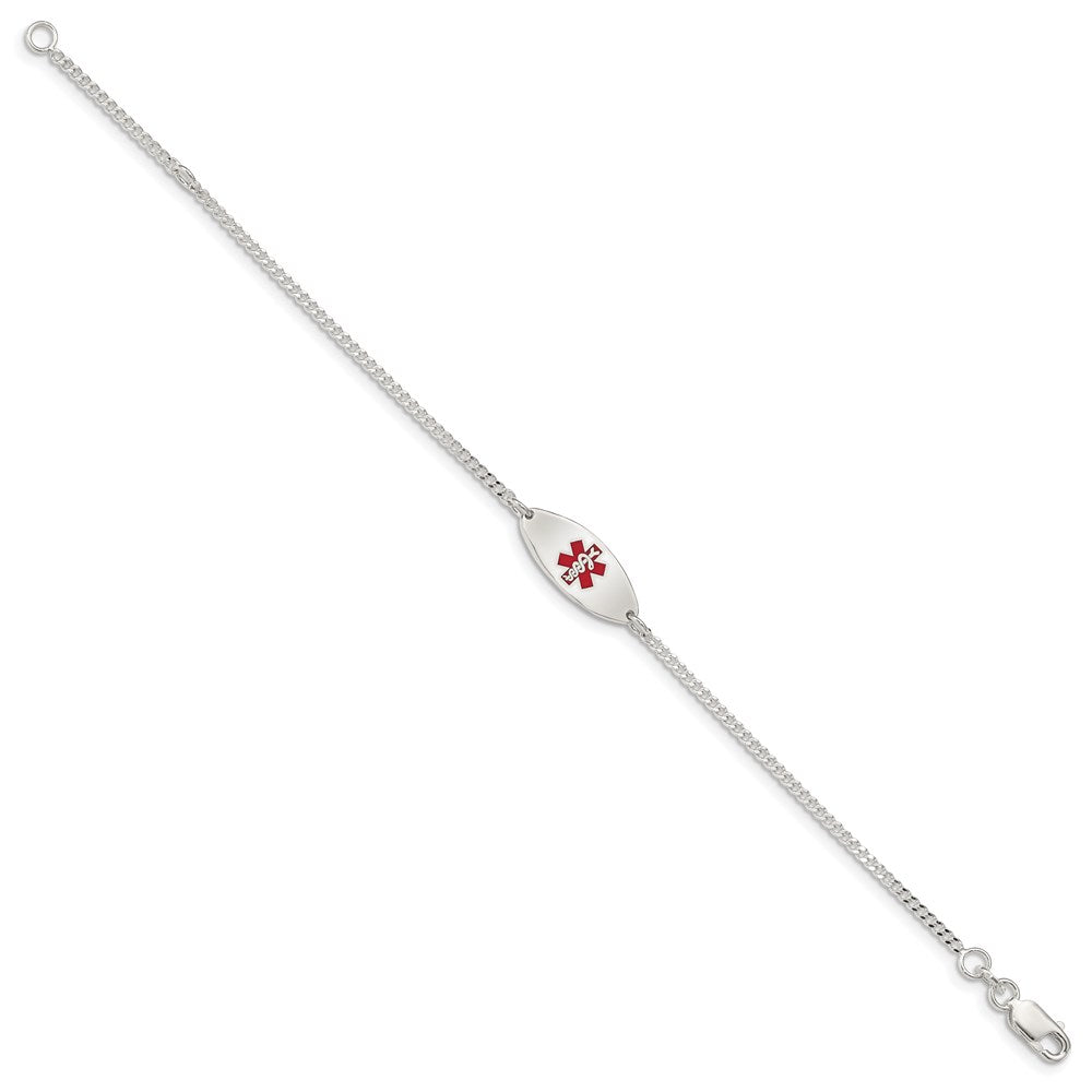 Sterling Silver Rhodium Plated Enamel Medical Jewelry Bracelet