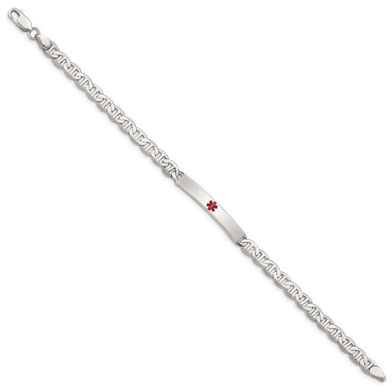 Sterling Silver Polished Medical Anchor Link Id Bracelet