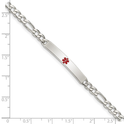 Sterling Silver Polished Medical Figaro Anchor Link Id Bracelet